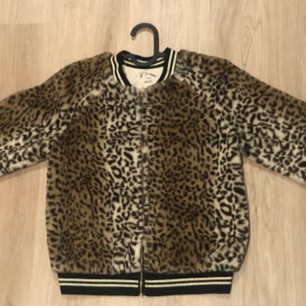 Art Class Girl’s Faux Fur Leopard Zip Jacket 10-12